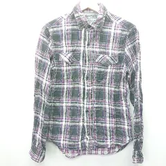 ◇ BEAMS HEART チェック柄 長袖 シャツ サイズ表記なし パープル ブラック ホワイト レディース E  【1407020013727】