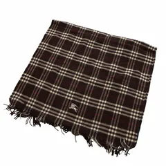 バーバリー ロンドン BURBERRY LONDON マフラー ショール チェック柄 ウール フリンジ ロゴ刺繍 茶 ブラウン ■GY18 /MQのサムネイル