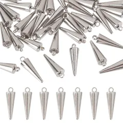 [UNICRAFTALE] 約40個 18mm スパイク チャーム 304ステンレス チャーム 円錐形 コーンスパイク リベットチャーム ステンレス色 メタルチャーム 金属チャーム 金属パーツ ネックレスパーツ ジュエリー作り ネックレスブレスレットピアスパー