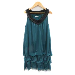 アクシーズファム axes femme パーティードレス ノースリーブワンピース ミニ丈 Vネック ストライプ柄 M 緑 グリーン /YK3 