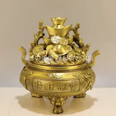 香炉 聚宝盆 置物 四方金蟾 龍鳳意匠 風水 オブジェ 線香立て お香立て 開運 財運 金運 財宝壺 貯金箱 銅製 玄関置物 金運 開運 縁起物 雑貨 レトロ 癒し雑貨 リラックス 室内用 アロマ置き 骨董調 開運グッズ 運勢アップ