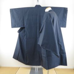 男着物 紬 アンサンブル 袷 黒色ｘ青色 正絹 男性用きもの 羽織 セット 富士山風景模様 メンズ 仕立て上がり 男物 カジュアル 身丈144cm