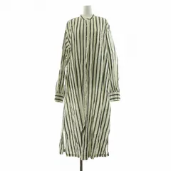 フリークスストア FREAKS STORE シャツワンピース ロング ストライプ 麻 リネン混 M ホワイト グレー 131428900840 /NQ