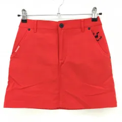 【超美品】ルコック スカート レッド ロゴ刺しゅう 音符 レディース 7 ゴルフウェア le coq sportif