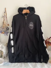 REFLEM フリンジニットパーカー ブラック フリーサイズ LAST NEST BUILDING LOGO HOODIE BLACK ラストネスト プリント