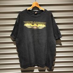 アメリカ製 ハーレーダビッドソン HARLEY-DAVIDSON Tシャツ 半袖 LOMA LINDA CALIFORNIA エンジン 両面プリント BORO ボロ サイズ：メンズ 2X ビッグサイズ ブラック Made in U.S.A【PI】