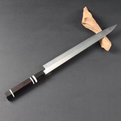 11325左利き用 切付包丁 尺一 刃は究極の切れ味 黒檀黒水牛角白三本巻