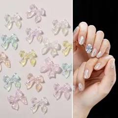 K-Bom ネイルパーツ リボン オーロラ 3D 立体 50個 ネイルアート レジンパーツ ネイルデコパーツ ジェルネイル ネイルデザイン(マルチカラー50,  小～中サイズ)
