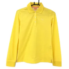【美品】プーマ 長袖ポロシャツ イエロー ピンドット ロゴ刺しゅう  レディース L ゴルフウェア PUMA
