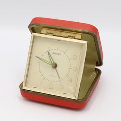 未使用保管品】リズム 2石 手巻きトラベルクロック 昭和レトロ 日本製