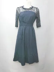 ◇ LACE LADIES レースレディース レース 結婚式 パーティー 半袖 膝丈 ワンピース サイズS ネイビー レディース P  【1403110004781】のサムネイル