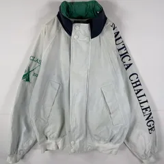 古着 90's/90年代 ノーティカ NAUTICA セーリングジャケット 袖ビッグロゴ刺繍 収納付きフード XL  ホワイト メンズ