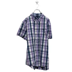 TOMMY HILFIGER 半袖 チェックシャツ XL パープル ビッグサイズ ポケット トミーヒルフィガー 古着卸 アメリカ仕入 a606-5272