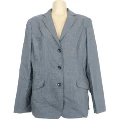 【美品】NEWYORKER ニューヨーカー★上品クラシカル サマーウール ジャケット 春夏 グレー系 大きいサイズ11 着回し力◎ 通勤にも z1915ｓ