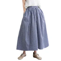 【在庫セール】ゆったり ボトムス ウエストゴム 夏 ハイウェスト 春 九分丈 ガウチョパンツ ズボン レディース ロングパンツ チェック柄 大きいサイズ リネン カジュアル ワイドパンツ おしゃれ LLOP] 夏服 [Vmiutyer