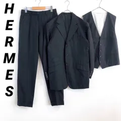 HERMES　エルメス　セットアップ　高級スーツ　ベスト付き　ブラック　大人気のサムネイル