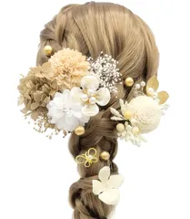 『大特価』 ヘアアクセサリー 和玉 赤 造花飾り ゴールド かすみ草 ヘッドパーツ あじさい 振袖 着物 ドライフラワー 七五三 袴 浴衣 卒業式 結婚式用 パール 髪飾り【8色展開】 手作り 成人式 専用ケース付き [JZOON] A7100