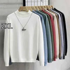 [2XL ]秋冬 コーデ メンズ  服 シンプル ファッション オシャレ 大人 かっこいい 大きいサイズ ストリート 紳士服  長袖 ミッド カラー セーター ゆったり ハーフ タートルネックニット レイヤリング シャツ