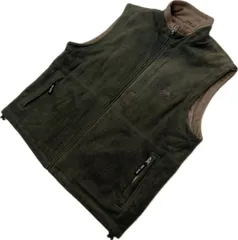 FIRST DOWN ☆ ファーストダウン ダークグリーン オリーブ フリース ジップアップ ベスト M 秋冬 登山 防寒 アウトドア アメカジ ■D307