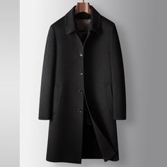 最高級◆ビジネスコート グースダウンジャケット 厚手 ウールコート WOOL*セレブ ロングコート チェスターコート 防寒 ブラック