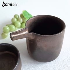 【陶芸品】銅釉　水差し　片口　容量290ml