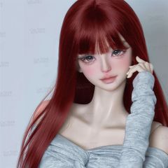 BJDドール用 ウィッグ  1/3 1/4 1/6 ロングヘア カツラ ストレート ワインレッド  DOLL ドールウィッグ ドールアクセサリー