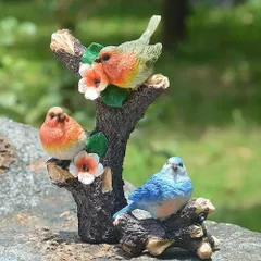 置物 オブジェ ガーデンオーナメント 枝に止まっている小鳥 2羽 トリ 可愛い 屋外 屋内 インテリア 玄関 リビング ダイニング 装飾 庭 ガー