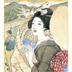 [Shikishi (decorative paper board)] Takehisa Yumeji "Meganebashi Bridge" Replica Shikishi, Special Craft Painting, Beauty Painting, Taisho Romance, Twelve Views of Nagasaki, Painting, Fine Art, Replica of a Masterpiece, Japanese Painting KSK-K10-034