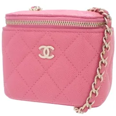 CHANEL(シャネル) マトラッセ ココマーク スモールバニティ チェーンショルダー ショルダーバッグ 斜め掛け 肩掛け ポーチ ミニバニティ キャビアスキン ピンク桃 ゴールド金具 AP1340 レディース 40802080426【中古】【アラモード】