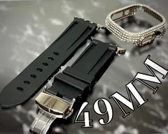 シルバー　ホワイト　ultra用　49mm アップルウォッチ　ケースカバーApple Watch. ✴︎Dラバーベルト ラバーバンド　キラキラカバー　ケース
