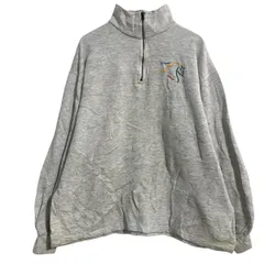 Lee プリントスウェット トレーナー L ライトグレー リー ハーフジップ 裏起毛 カジュアル 90s 古着卸 アメリカ仕入 a702-7608