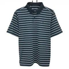 【美品】アンダーアーマー 半袖ポロシャツ ネイビー×白 ボーダー ロゴプリント メンズ MD/M/M ゴルフウェア UNDER ARMOUR