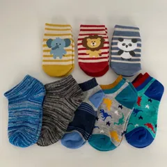 未使用 キッズ ベイビー ソックス 靴下 8足セット まとめ ボーダー 動物柄 恐竜柄 男の子 9cm〜