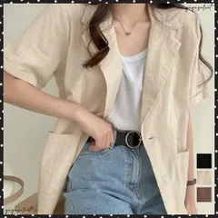 テーラードジャケット綿麻サマージャケット レディース 大人カジュアル 半袖ジャケット 着回し おしゃれ 薄手長袖アウター ゆったり羽織り 涼しいライトアウター春夏 抜け感コーデ 夏服 ナチュラルアウター 麻調ジャケット軽快