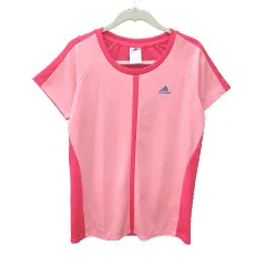 アディダス adidas スポーツウェア Tシャツ カットソー 半袖 ラグランスリーブ クルーネック ロゴプリント メッシュ 切替 M ピンク /CT