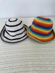 ☆ボーダー帽子2個セット☆　チューリップハット　ハット　バケハ　レインボー