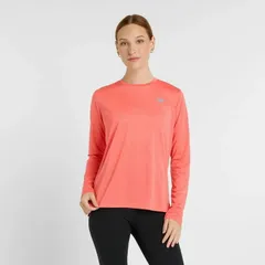 ニューバランス 長袖 Tシャツ レディース Newbalance Sport Essentials ランニングウェア マラソン  陸上 トレーニング  スポーツウェア 吸汗速乾 ドライ 軽量 ワンポイント 長袖シャツ レディースウエア/WT41225-DTR