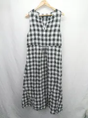 ◇ ⊂ BEAUTY & YOUTH ビューティアンドユース ギンガムチェック柄 ロング ワンピース サイズF ブラック系 レディース E  【1506190006888】