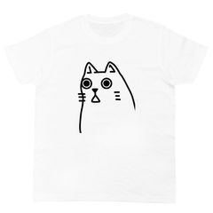 Tシャツ 半袖 カットソー トップス メンズ レディース ユニセックス おもしろ インパクト CAT ビックリ猫 ワンポイント S/S TEE ホワイト 白 BKNK