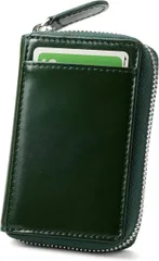 LEAGOO クレジットカードケース イタリアンレザーの証明書付き カード入れ 大容量 メンズ レディース スキミング防止 革 本革 じゃばら(グリーン)