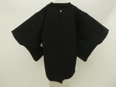 【一輝堂】黒羽織 一つ紋 しつけ付 羽織紐別売り 正絹 着物 美品 身丈約83m 裄丈63.5cm 25z10-5896