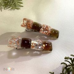ハンドメイド　レジンアクセサリー　スクエア　ヘアクリップ