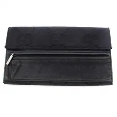 グッチ GUCCI 長財布 三つ折り GG柄 キャンバス レザー 黒 ブラック 035-4276-2139 /BM ■OH