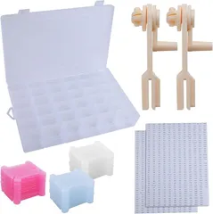 GOLD DEER 124個セット 刺繍糸 収納 プラスチック刺繍糸ボビン ンセット 糸巻き台紙 糸巻き板 巻き取り機 ステッカー 収納セット クロスステッチ 収納ケース 保管 整理用 手芸 ハンドメイド DIY 裁縫 刺繍用 家庭用