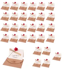 【在庫処分】花束 ローズ ミニ プチ 一言メッセージ グリーティングカード メッセージカード 誕生日カード 記念日カード 祝いカード 感謝状 結婚式 母の日 バレンタイン 卓上札 席札 おしゃれ お祝い 封筒 シール 付き (30枚セット)