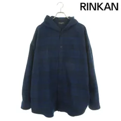 BALENCIAGA バレンシアガ 22AW Check Flannel Hooded Shirt ロゴ刺繍チェックフランネルシャツ 720109 TNM35 ブルー 2 ITH0MW2MB09Y バレンシアガ - BALENCIAGA | Check Flannel Hooded | RESTIR