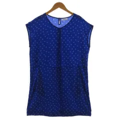 ニコアンド Niko and.. ワンピース フレンチスリーブ ミディ丈 総柄 ブルー 青 ホワイト 白