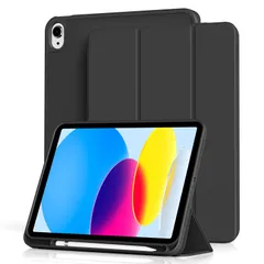 新品 Aoub iPad 11世代 (A16) 10世代 ケース 2025 2022 11/10.9インチ ipad 第10世代 カバー オートスリープ/ウェイク機能対応 Apple Pencilペン収納 TPU 薄型 軽量 耐衝撃 三つ折りスタンド ブラック