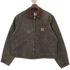 00年代 Carhartt カーハート デトロイトジャケット ダック地 ワーク モスグリーン (メンズ L) 中古 古着 A0362