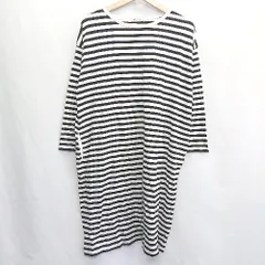 ◇ FORK&SPOON URBAN RESEARCH DOORS ボーダー柄 長袖 ひざ丈 ワンピース サイズone ホワイト ブラック レディース E  【1407180046719】